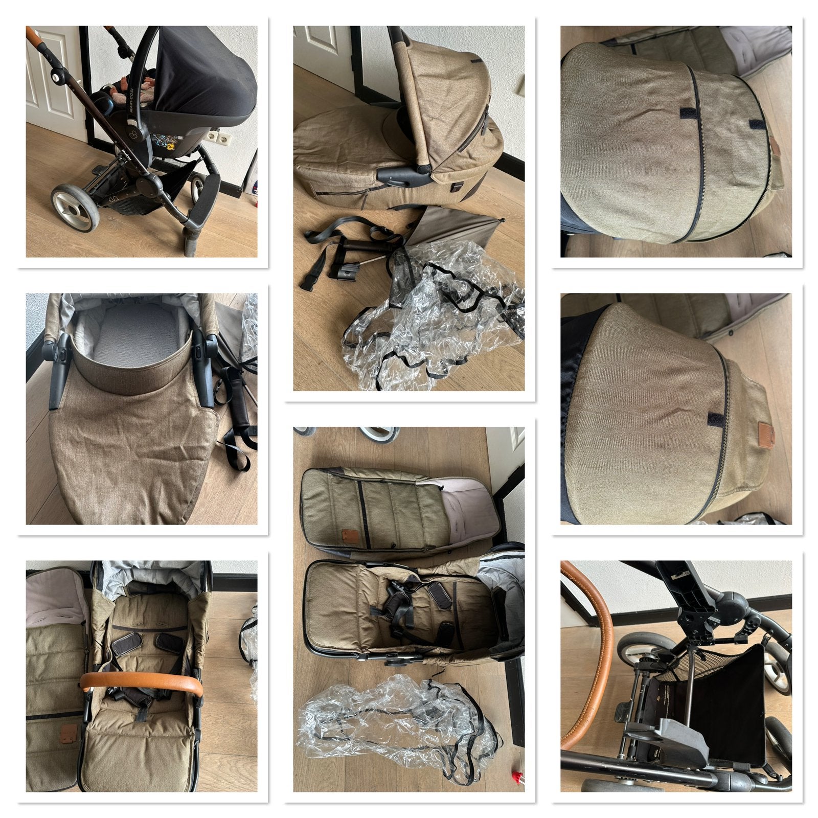 Mutsy evo industrial groen complete set, Ophalen, Verstelbare duwstang, Zo goed als nieuw, Combiwagen