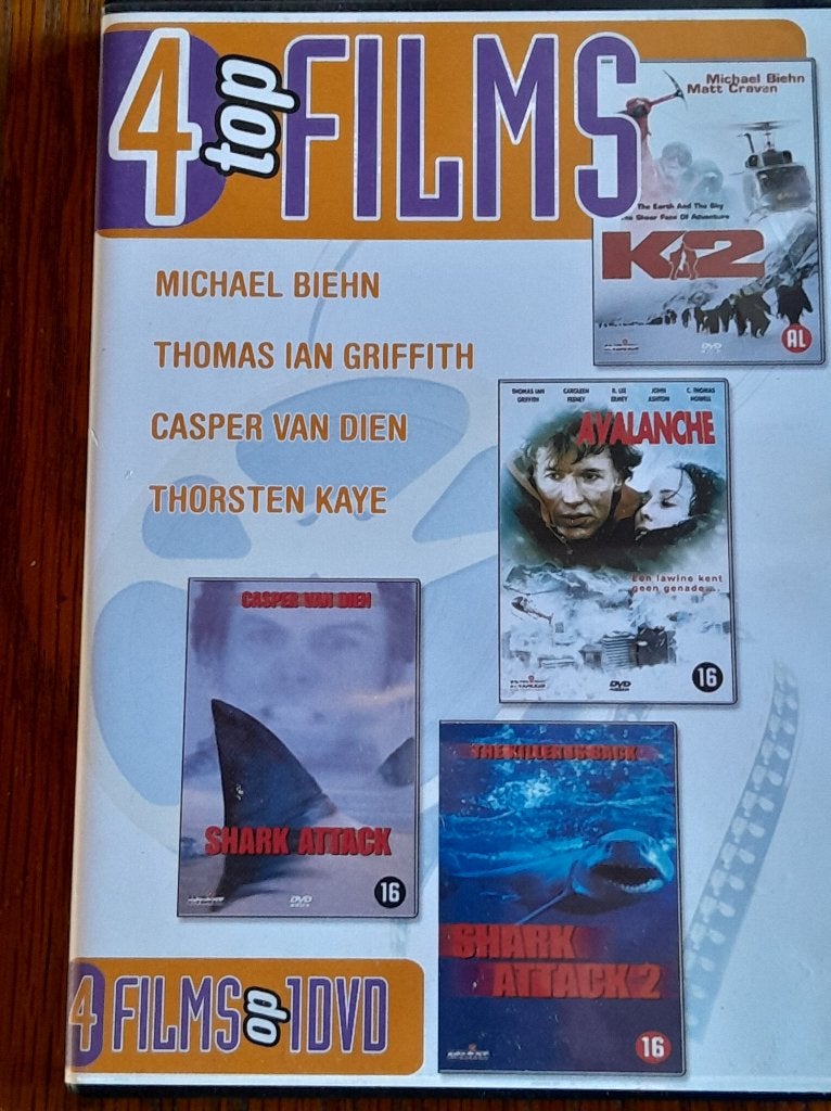 K2/Avalanche / Shark attack 1-2 dvd zgan, Vanaf 16 jaar, Ophalen of Verzenden, Zo goed als nieuw, Actiethriller