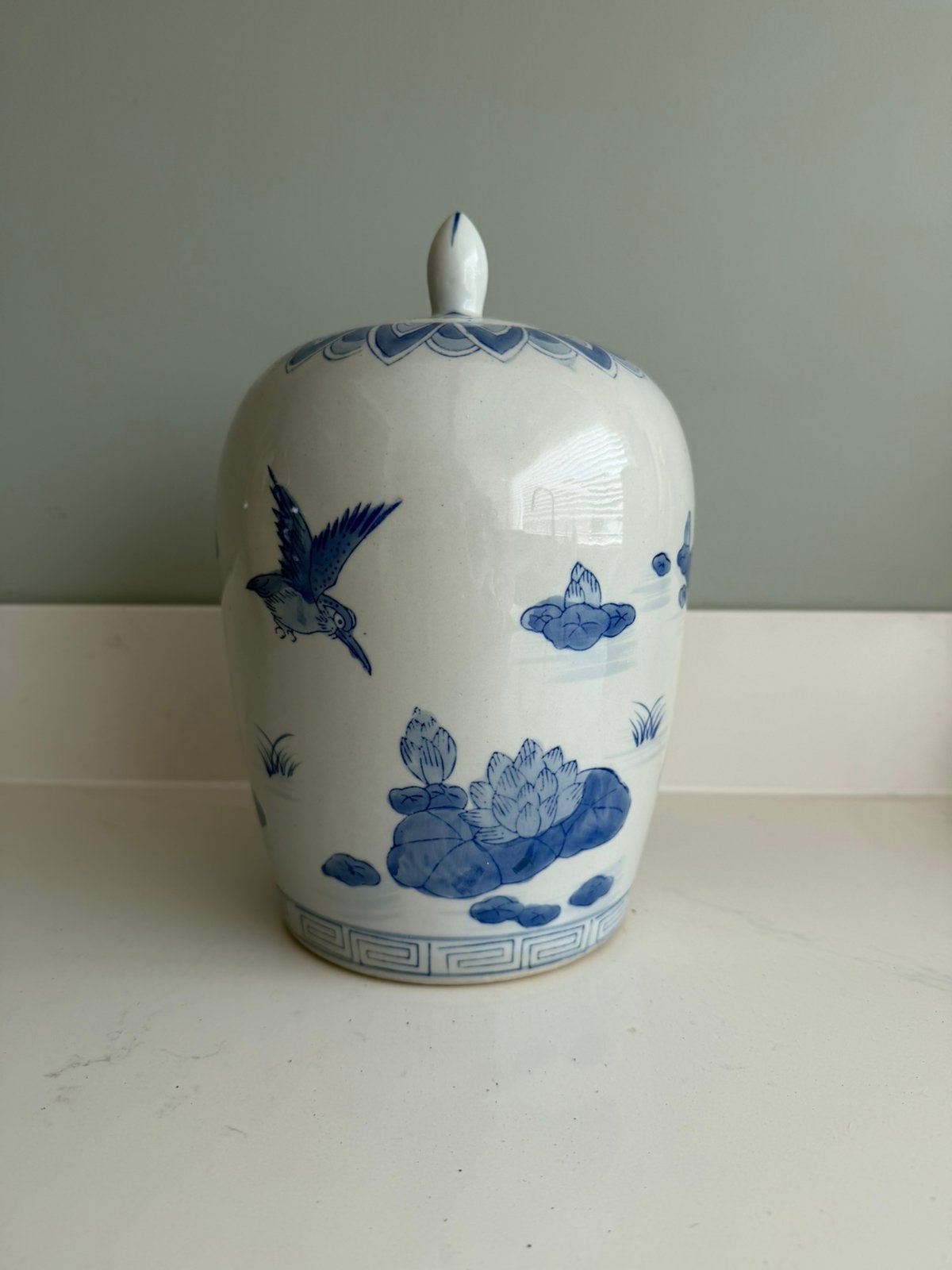 Vintage blauw-witte gemberpot, Ophalen