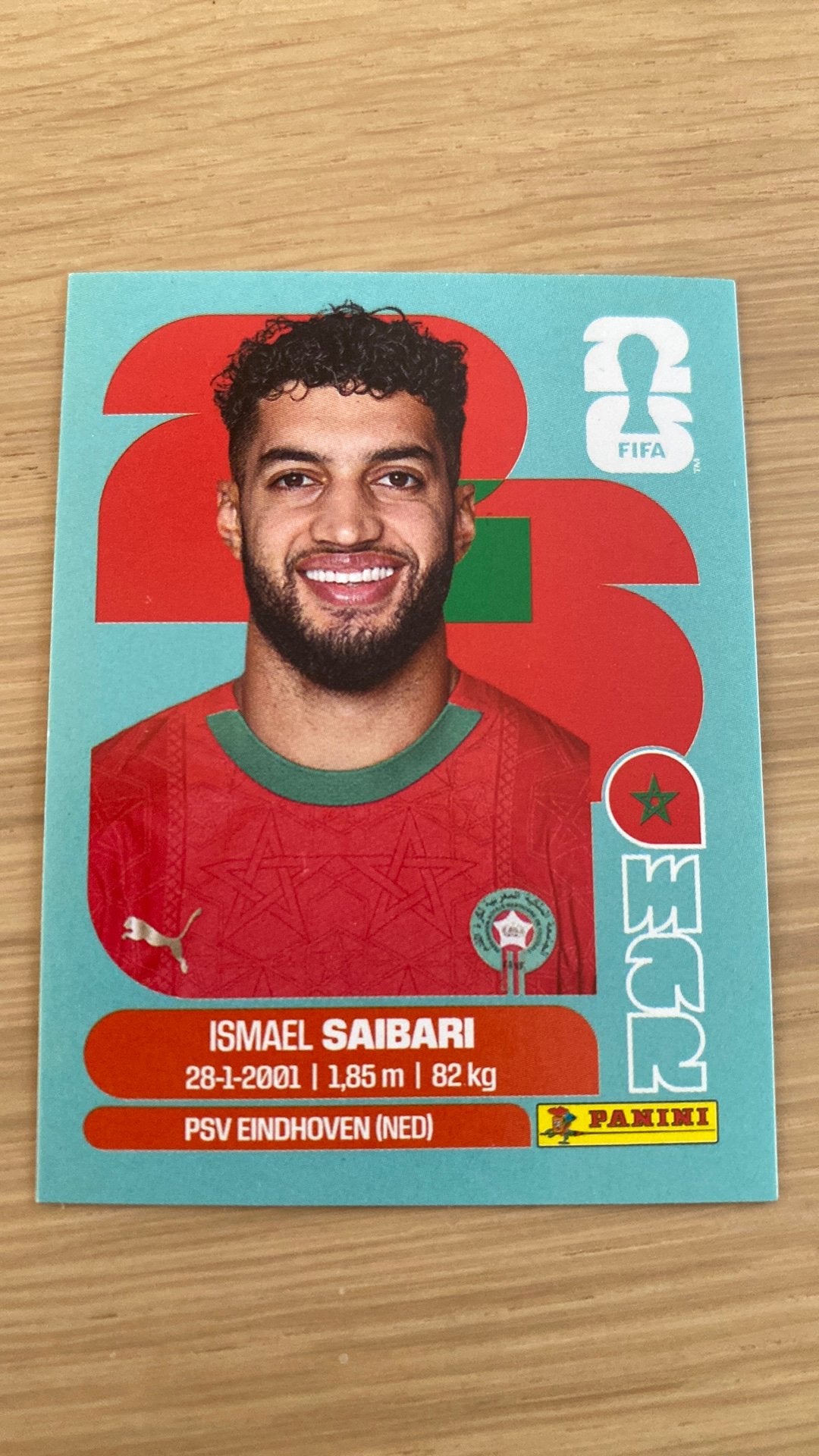 Ismael Saibari Panini WK 2026 sticker MAR15, Verzamelen, Ophalen of Verzenden, Zo goed als nieuw, Buitenlandse clubs, Poster, Plaatje of Sticker