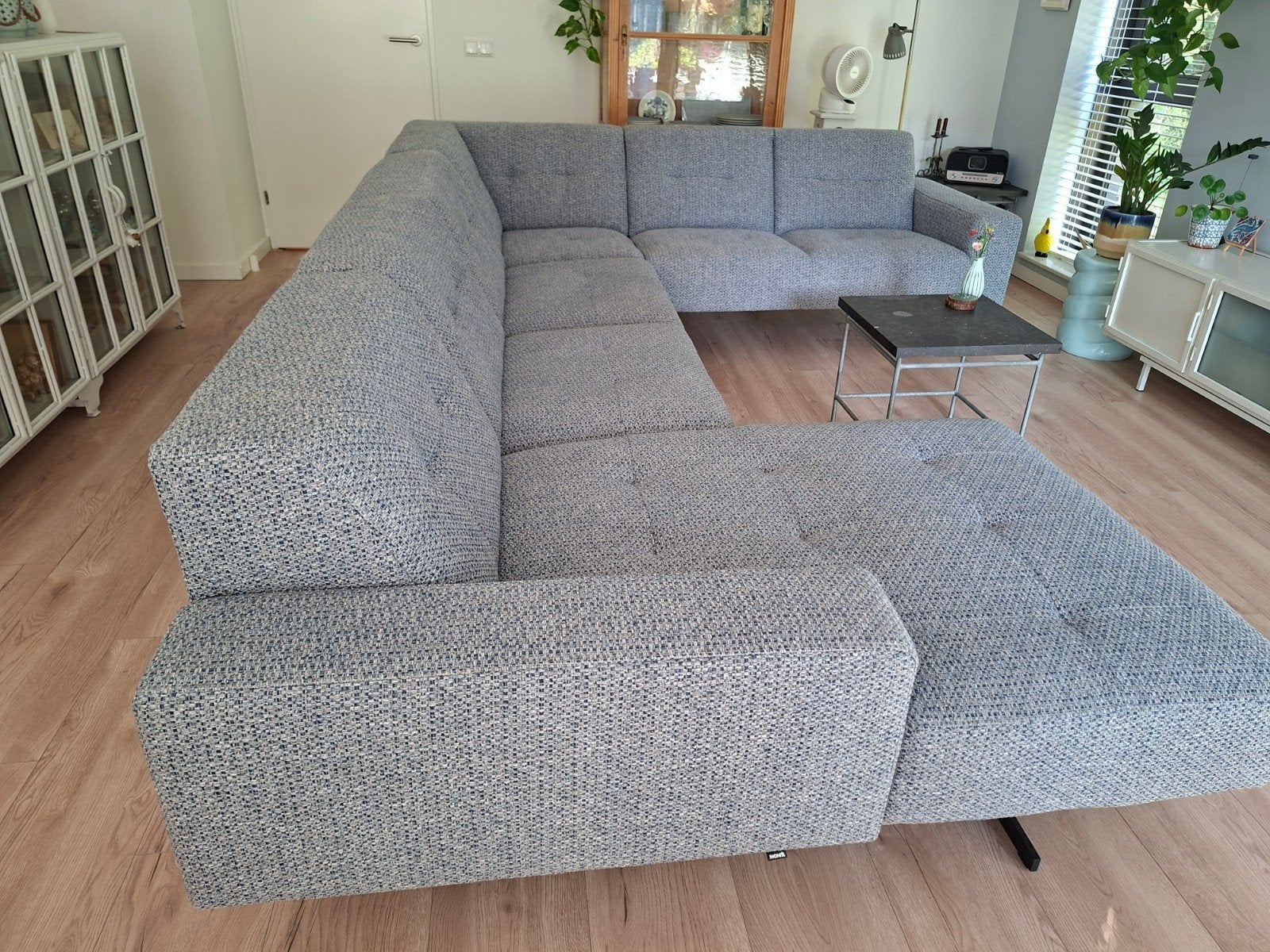 Montel hoekbank met longchair, Ophalen of Verzenden, Zo goed als nieuw, Stof, Modern