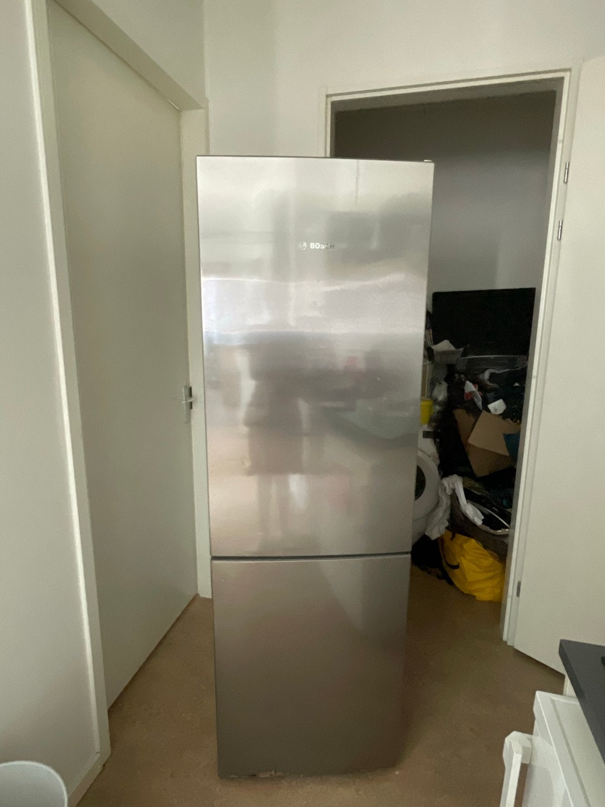 Bosch Koel-vriescombinatie RVS - Goede staat, Ophalen, Gebruikt, 200 liter of meer, 60 cm of meer
