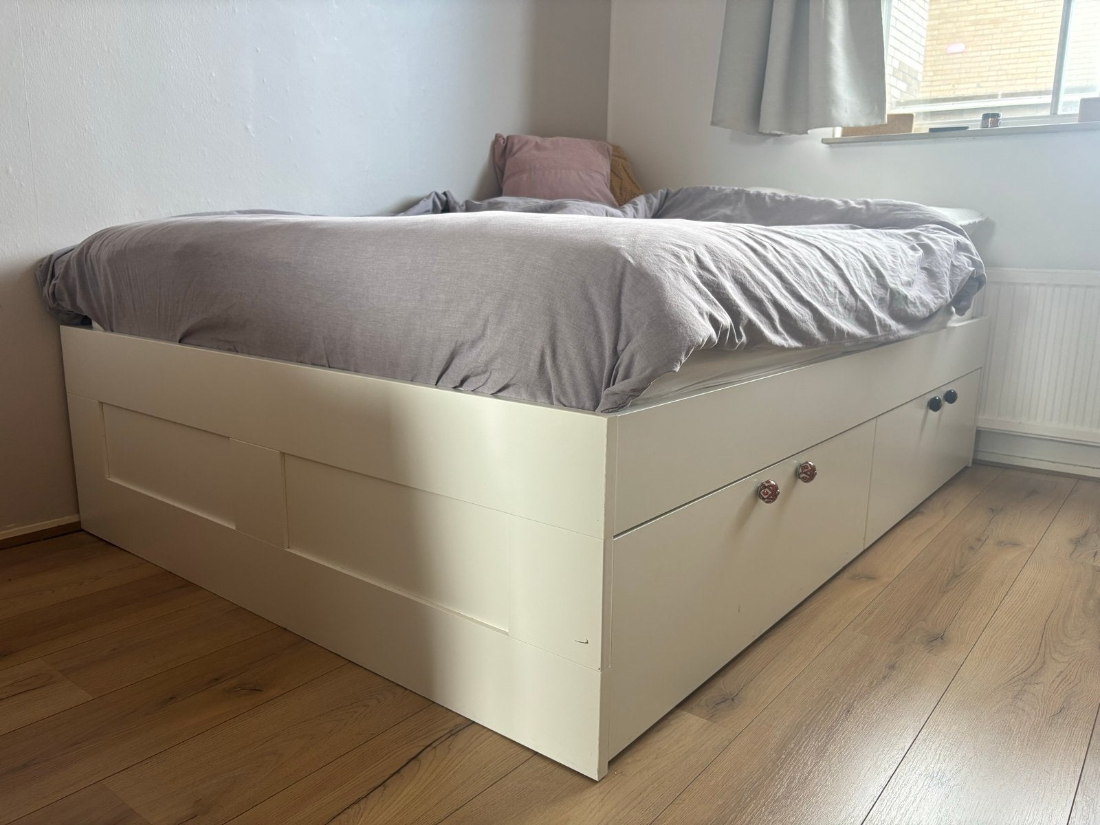 Wit bed IKEA BRIMNES 140cm breed, Ophalen, Gebruikt, Wit, Tweepersoons
