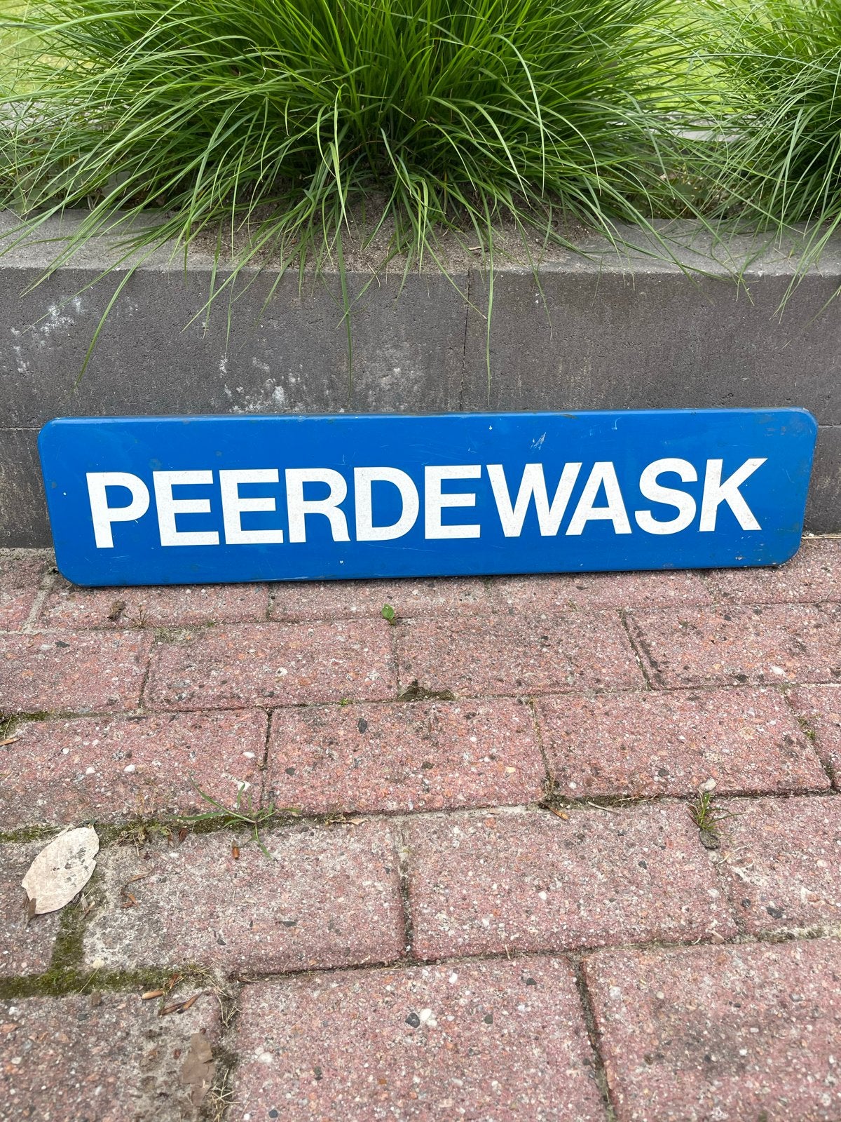Oud straatnaambord 'Peerdewask' - 60x15 cm, Ophalen of Verzenden