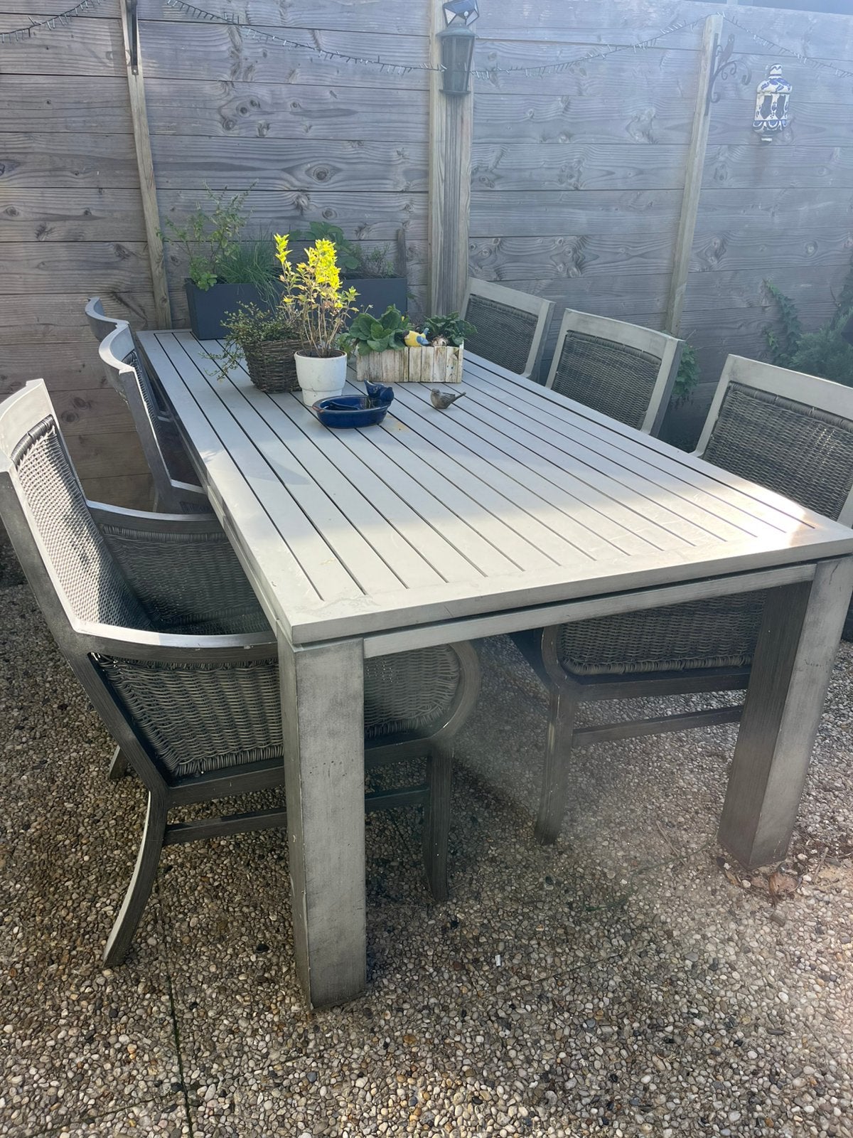 Aliminium tuintafel, Ophalen, Gebruikt, Eettafel, 6 zitplaatsen