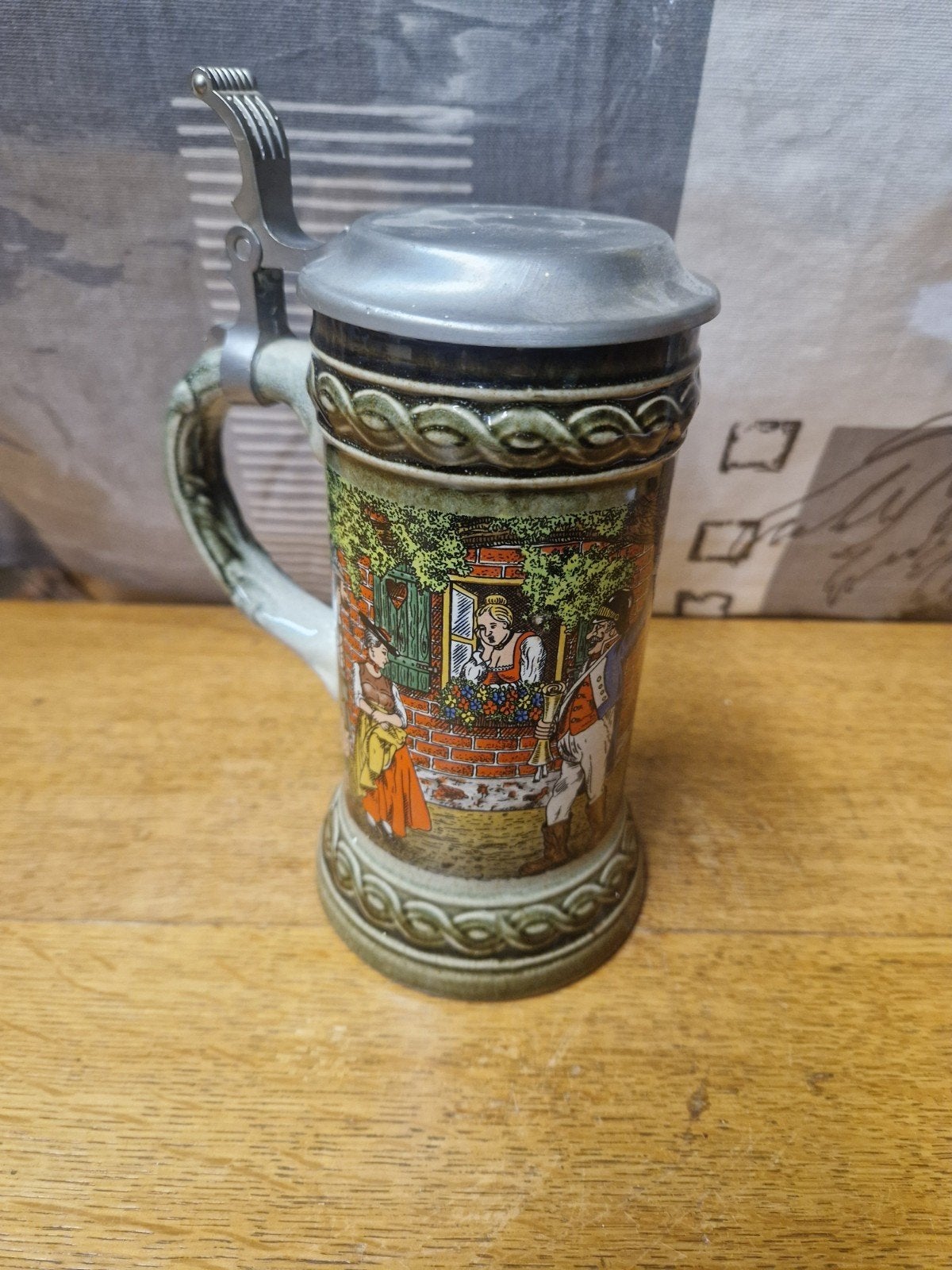 mooie bierpul met deksel en opschriften, Ophalen of Verzenden, Zo goed als nieuw, Pul(len), Overige merken