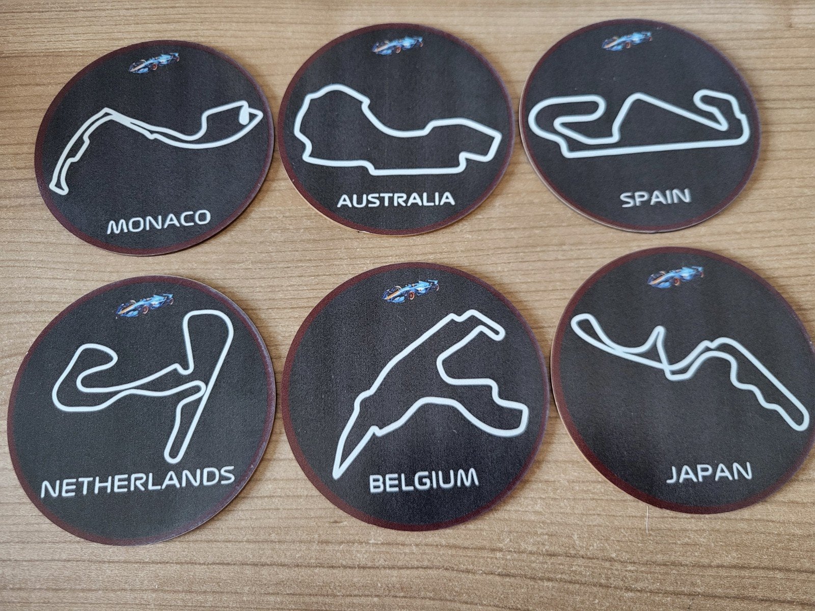 Nieuwe F1 Circuit Onderzetters - Set van 6, Zwart, Overige materialen, Nieuw, Ophalen of Verzenden