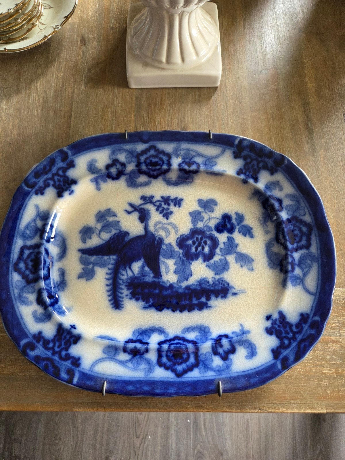Antieke Samuel Alcock Carlton Flow Blue Schaal, Ophalen