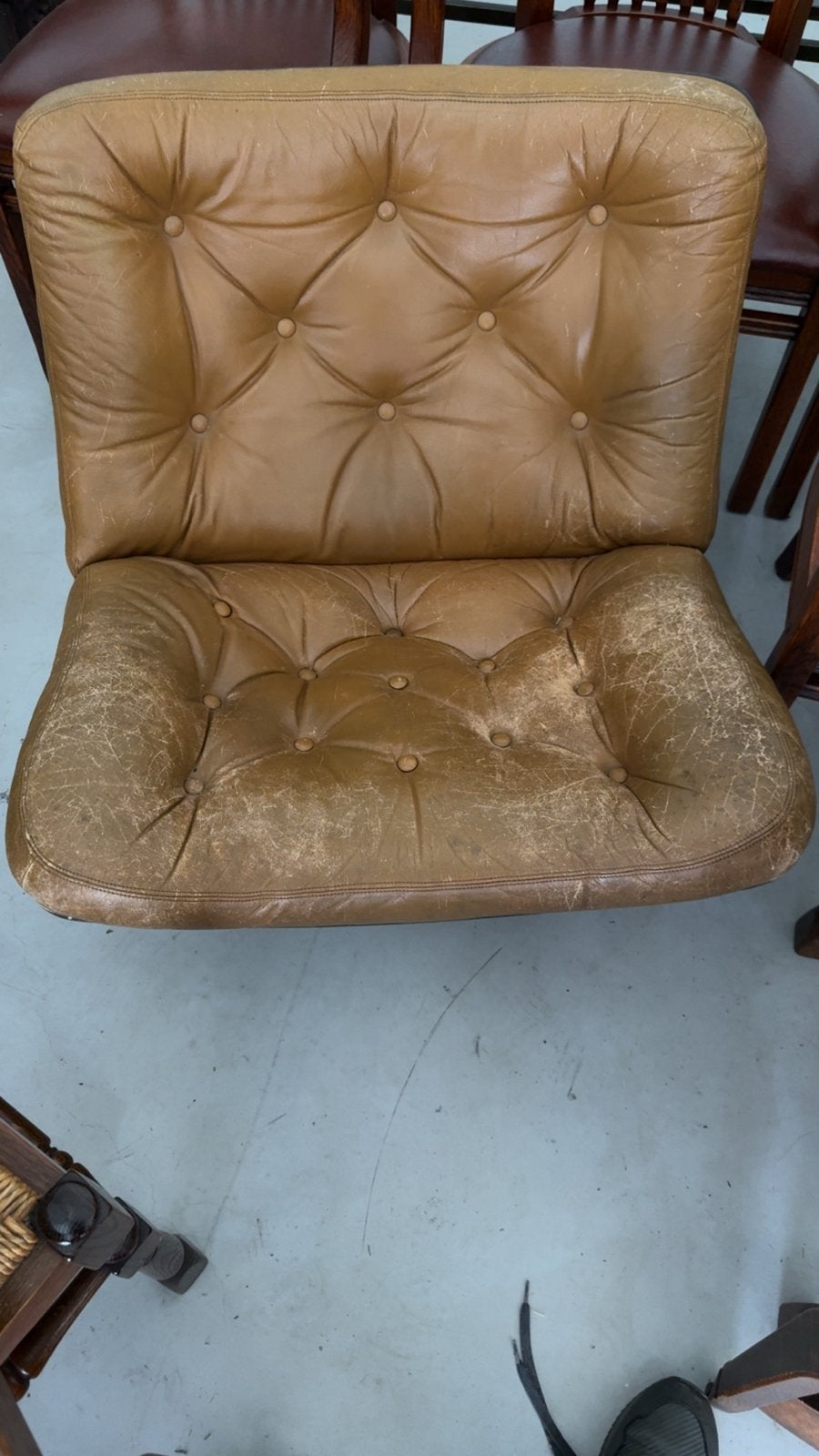 Vintage Leren Draaifauteuil Artifort