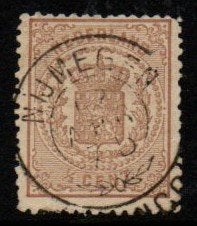 NS221 Nijmegen 1869 zegel 1/2 cent nr. 13 mooie stempel, Verzenden, T/m 1940, Gestempeld