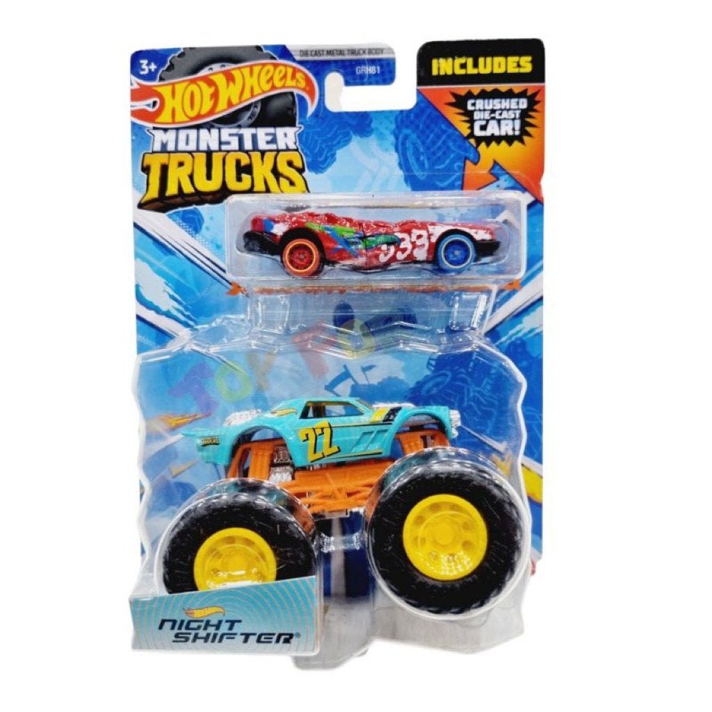Hotwheels: Monster Trucks: Night Shifter + Auto, Kinderen en Baby's, ., Nieuw, Ophalen of Verzenden, .
