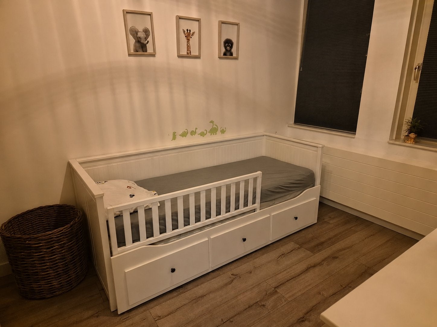 IKEA Hemnes bedbank met 3 lades, Ophalen, Gebruikt, Eenpersoons, Wit