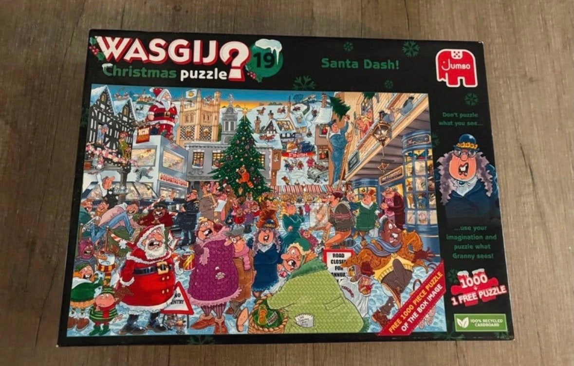 Wasgij Christmas Puzzel 19: Santa Dash! 1000 stukjes, Ophalen of Verzenden, 500 t/m 1500 stukjes, Zo goed als nieuw, Legpuzzel