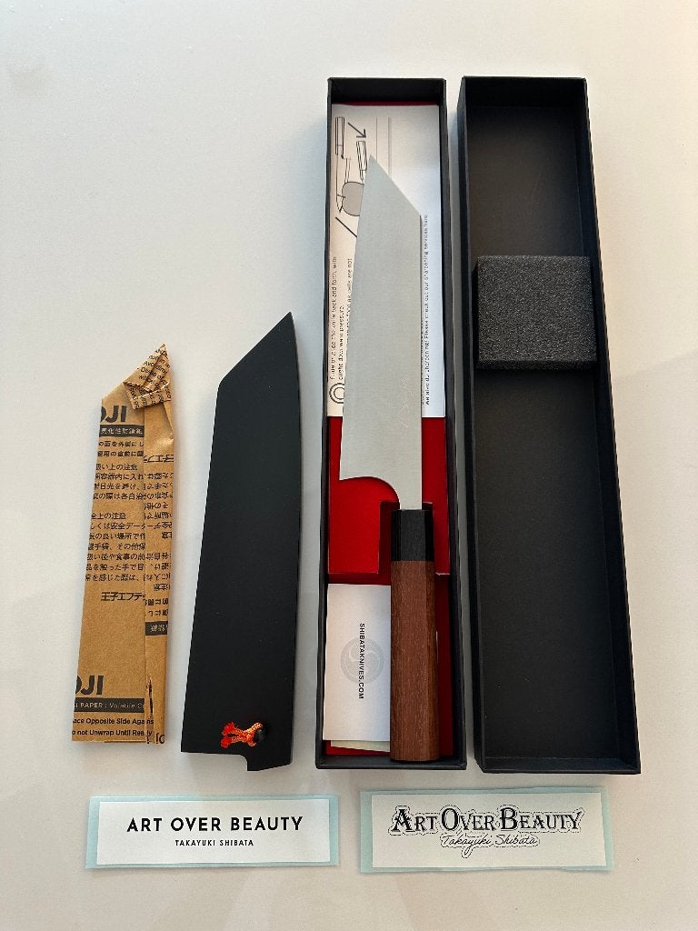 Shibata Koutetsu Gyuto 210 mm met Saya, Huis en Inrichting, Keuken | Keukenbenodigdheden, Overige typen, Nieuw, Ophalen of Verzenden