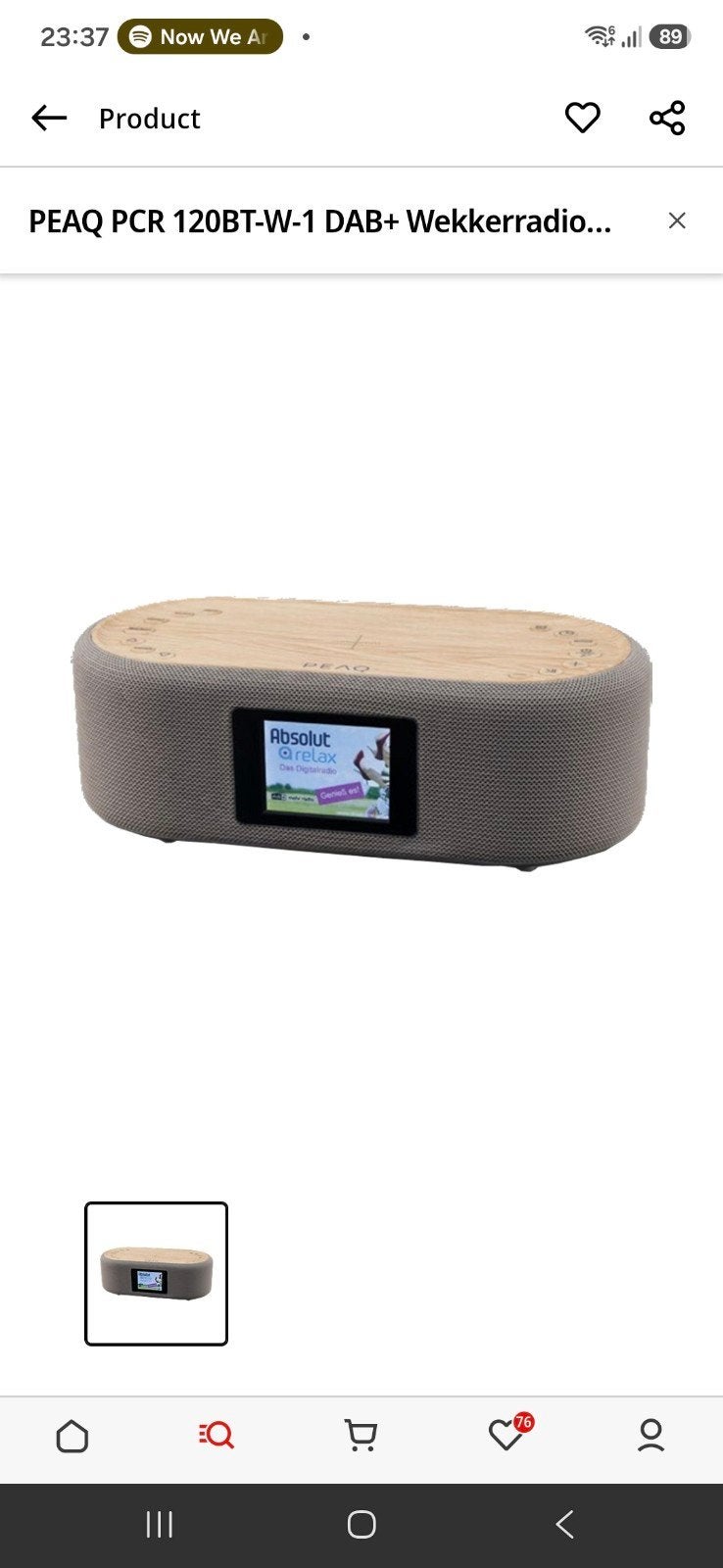 Peaq PCR 120BT-W-1 Dab+ Wekkerradio grijs ZGAN, Ophalen of Verzenden, Zo goed als nieuw