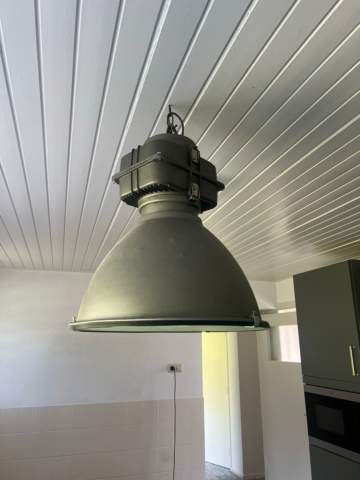 2 hanglampen industrieel, Ophalen, Gebruikt