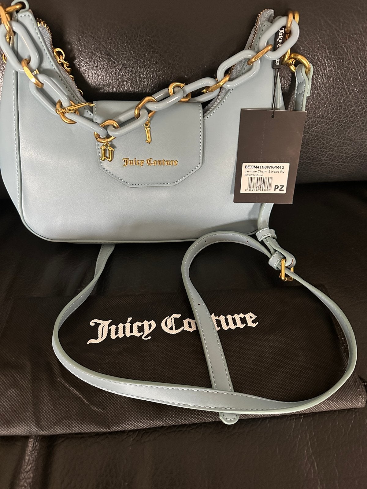 Nieuwe Juicy Couture Schoudertasje - Lichtblauw met Gouden D, Sieraden, Tassen en Uiterlijk, Ophalen of Verzenden, Nieuw, Blauw