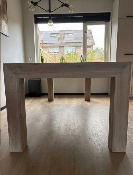 Massief houten eettafel 220x100, Huis en Inrichting, Ophalen, Gebruikt, 100 tot 150 cm, Eikenhout