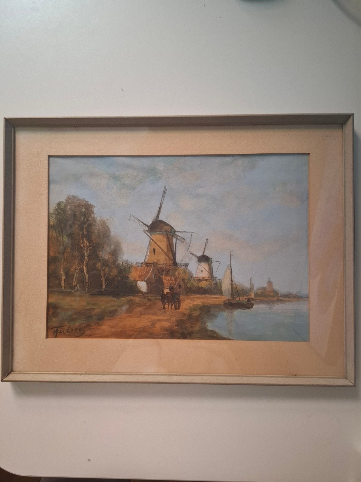 Adriaan Christian W. Terhell - Molenlandschap, Ophalen of Verzenden