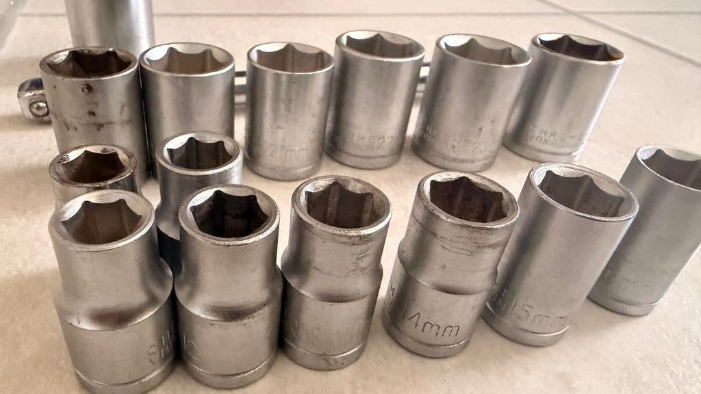 Chrome Vanadium verschillende zeskant doppen 1/2 inch, Ophalen of Verzenden, Gebruikt