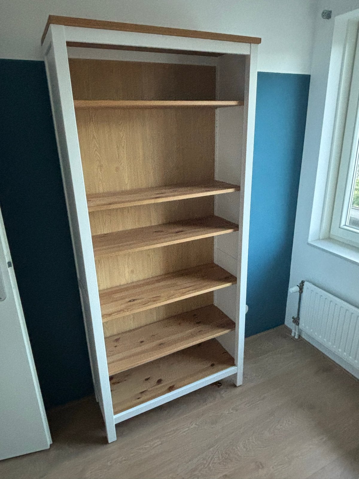 Mooie houten boekenkast met 6 planken, Huis en Inrichting, Ophalen, Met plank(en), Gebruikt, 200 cm of meer
