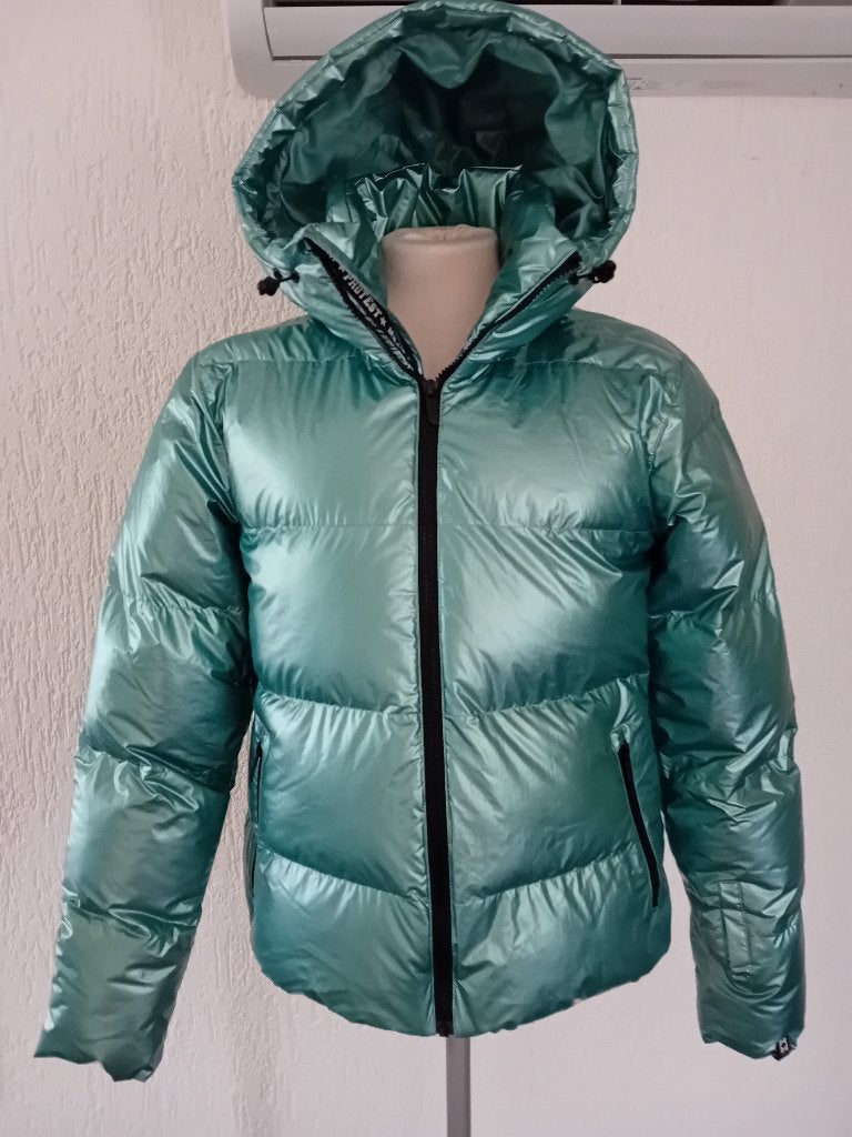 Protest Sportswear ski-jas,maat 38 bl/gr metalic,zgan, Maat 38/40 (M), Ophalen of Verzenden, Zo goed als nieuw, Protest