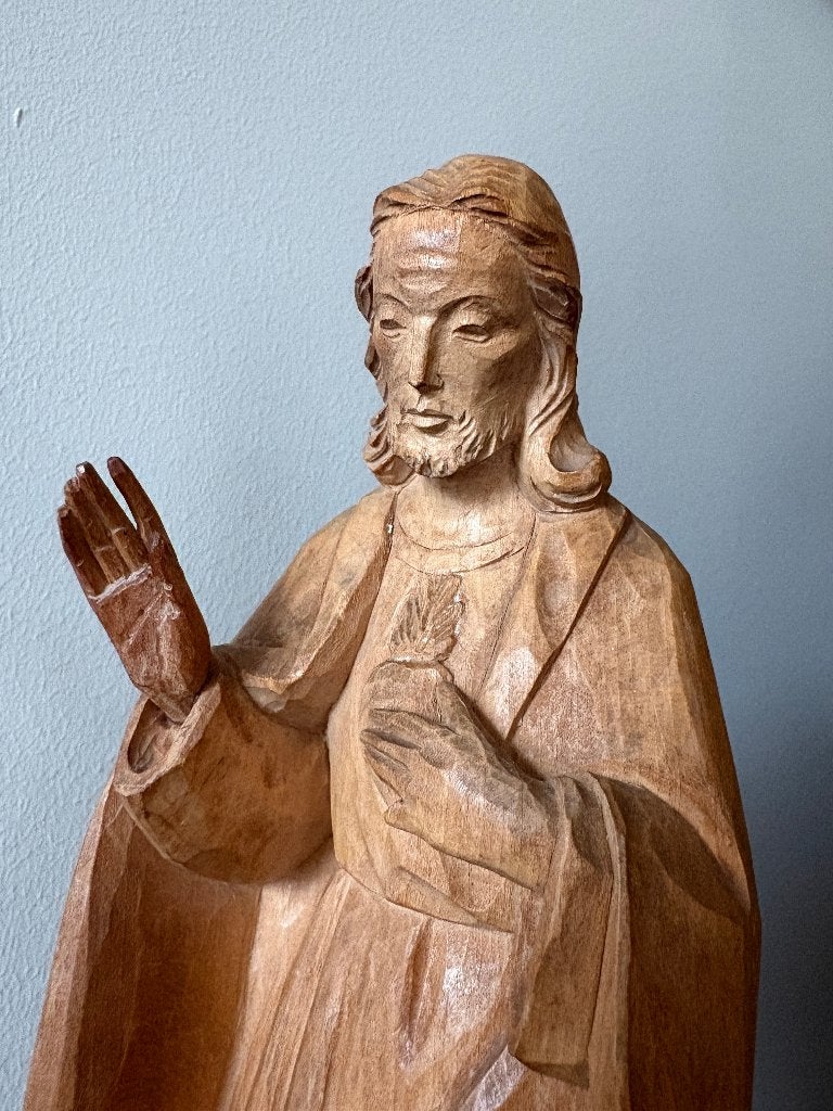 Handgesneden Heilig Hart beeldje, Ophalen of Verzenden