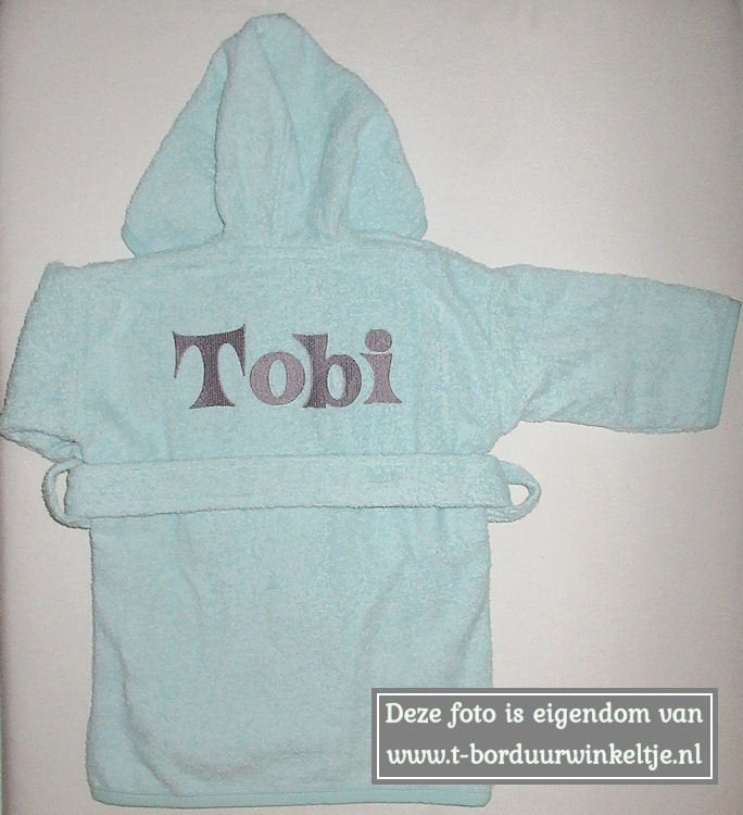 Badjas Mint geborduurd met naam (baby of kind, 2 maten), Ophalen of Verzenden, Nieuw, Kraamcadeau