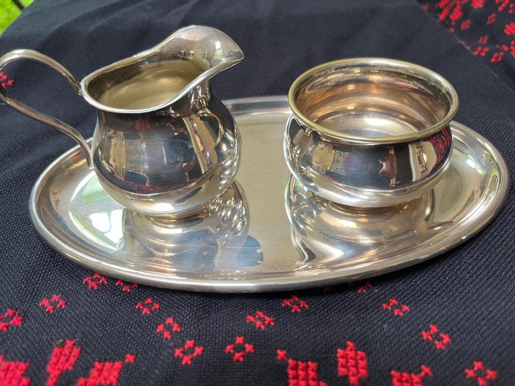Verzilverd roomstelletje, Overige materialen, Gebruikt, Klassiek, Ophalen of Verzenden