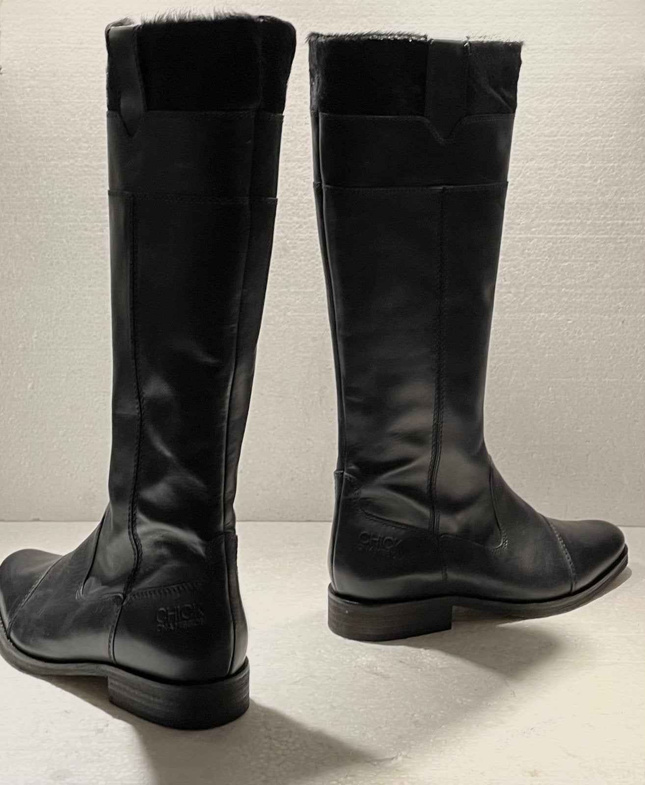 Designer laarzen 2 soorten leer Chick On A Mission maat 40, Ophalen of Verzenden, Zwart, Hoge laarzen