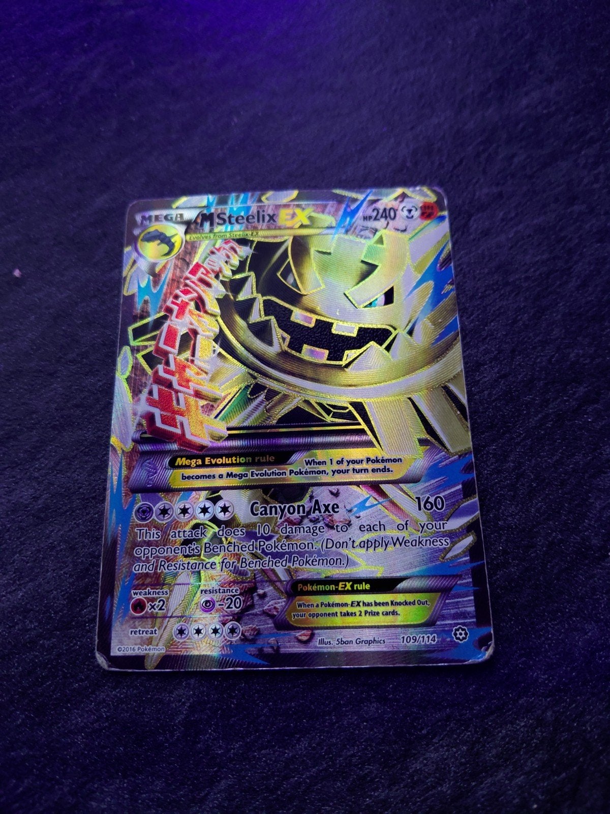Mega Steelix EX - kaart 109/114 uit 2014, Ophalen of Verzenden, Zo goed als nieuw, Losse kaart, Foil