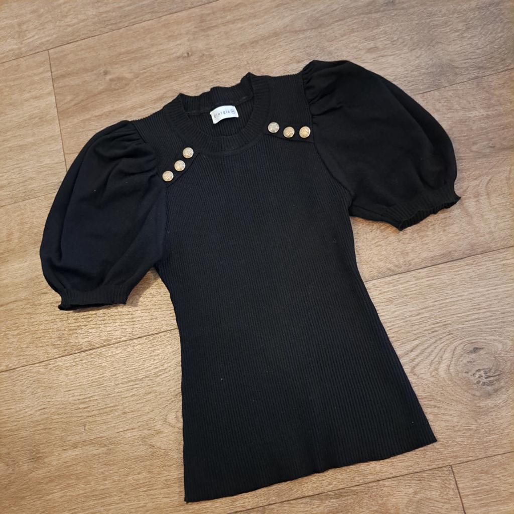 sjiek shirt met knopen mt M, Kleding | Dames, Maat 38/40 (M), Giorgia, Zwart, Ophalen of Verzenden