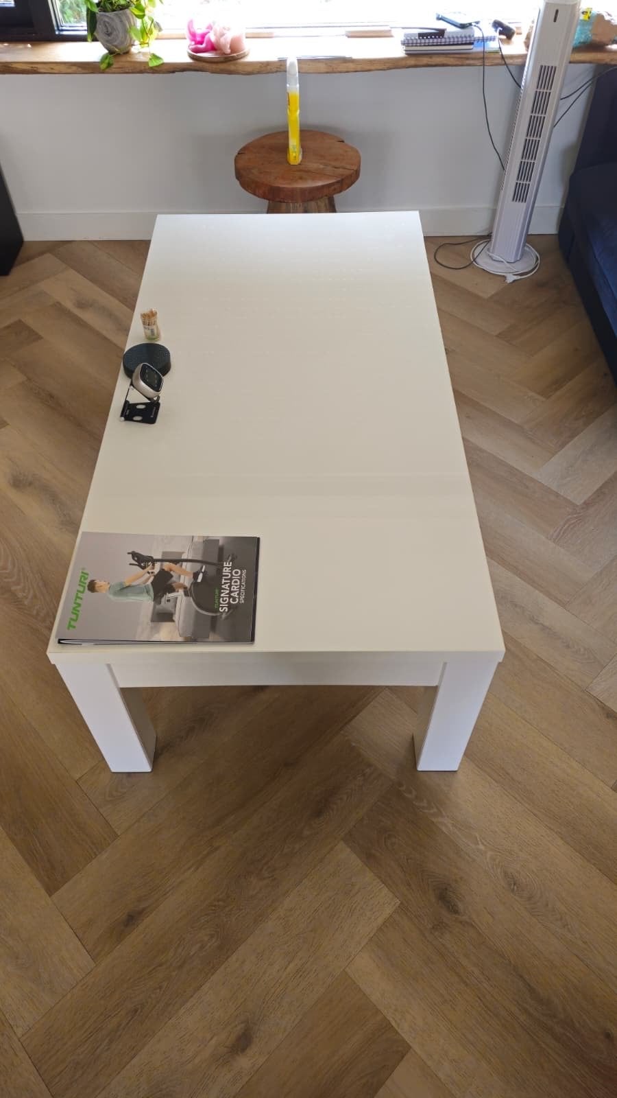 Witte hoogglans dressoir en salontafel set, Huis en Inrichting, Ophalen, Kunststof, Gebruikt, 100 tot 150 cm