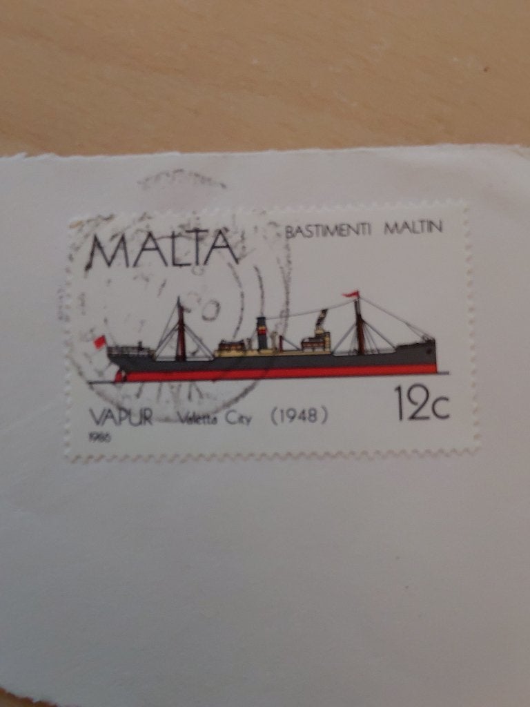 1986 Malta schip Vapur - Valetta City  uit 1948, Verzenden, Malta, Gestempeld