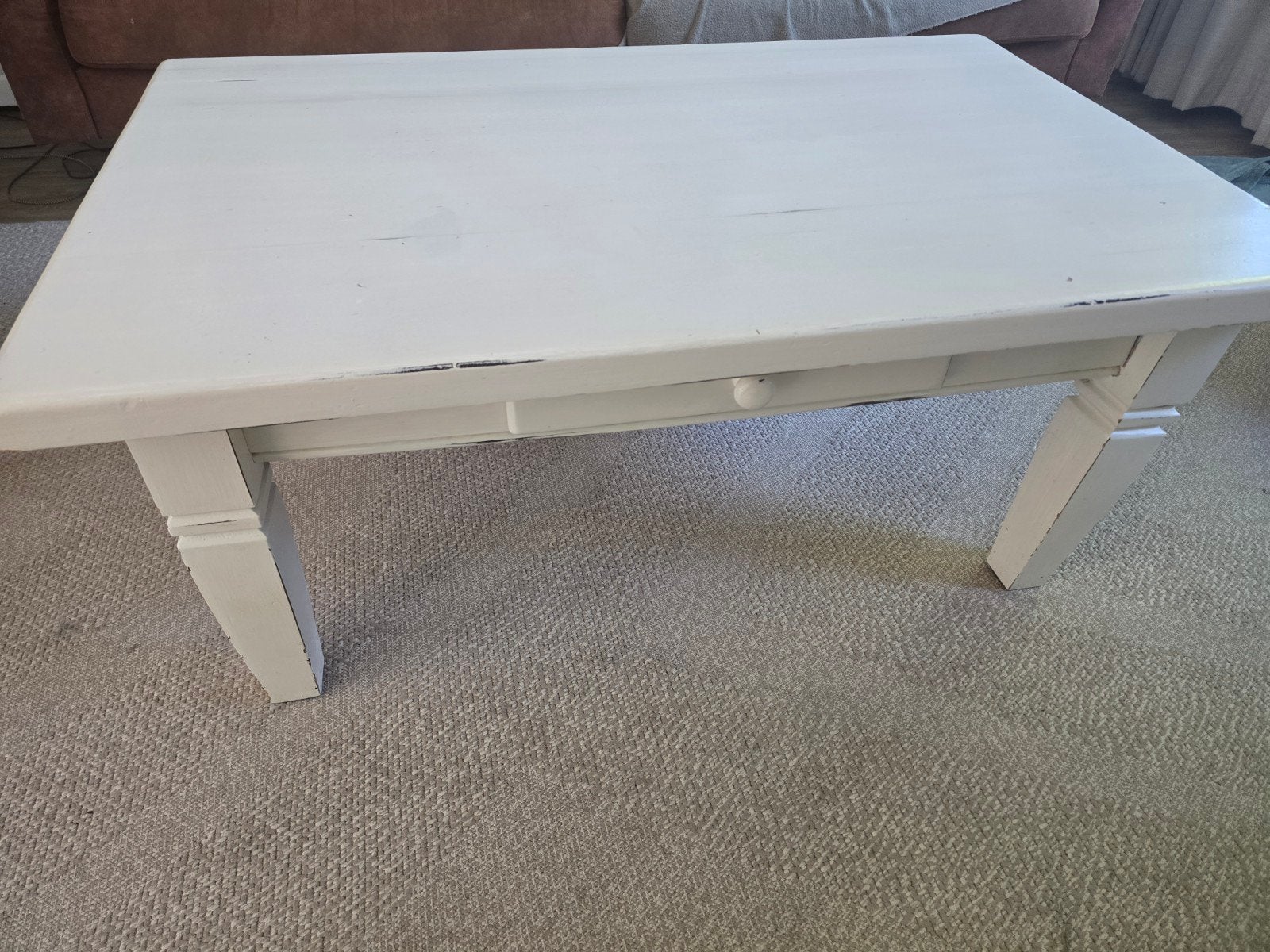 Witte houten salontafel - Gebruikt, Huis en Inrichting, Ophalen, Gebruikt, 100 tot 150 cm, 50 tot 100 cm
