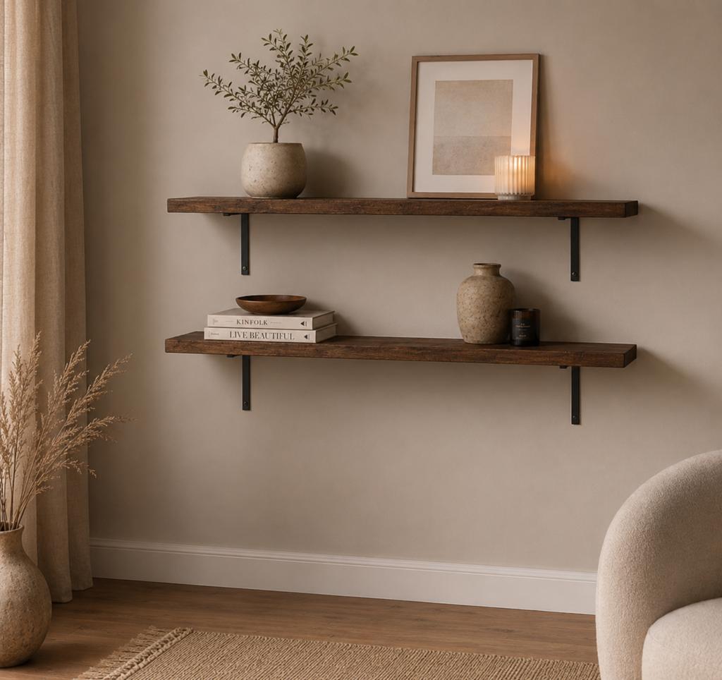 1 Stoere Wandplanken met metalen beugel, Ophalen, Zo goed als nieuw