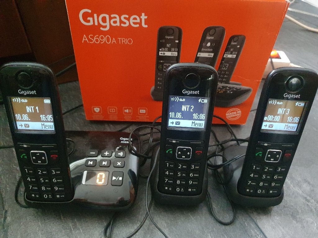 Gigaset trio met antwoordapparaat, Ophalen of Verzenden, Zo goed als nieuw, 3 handsets, Stralingsarm