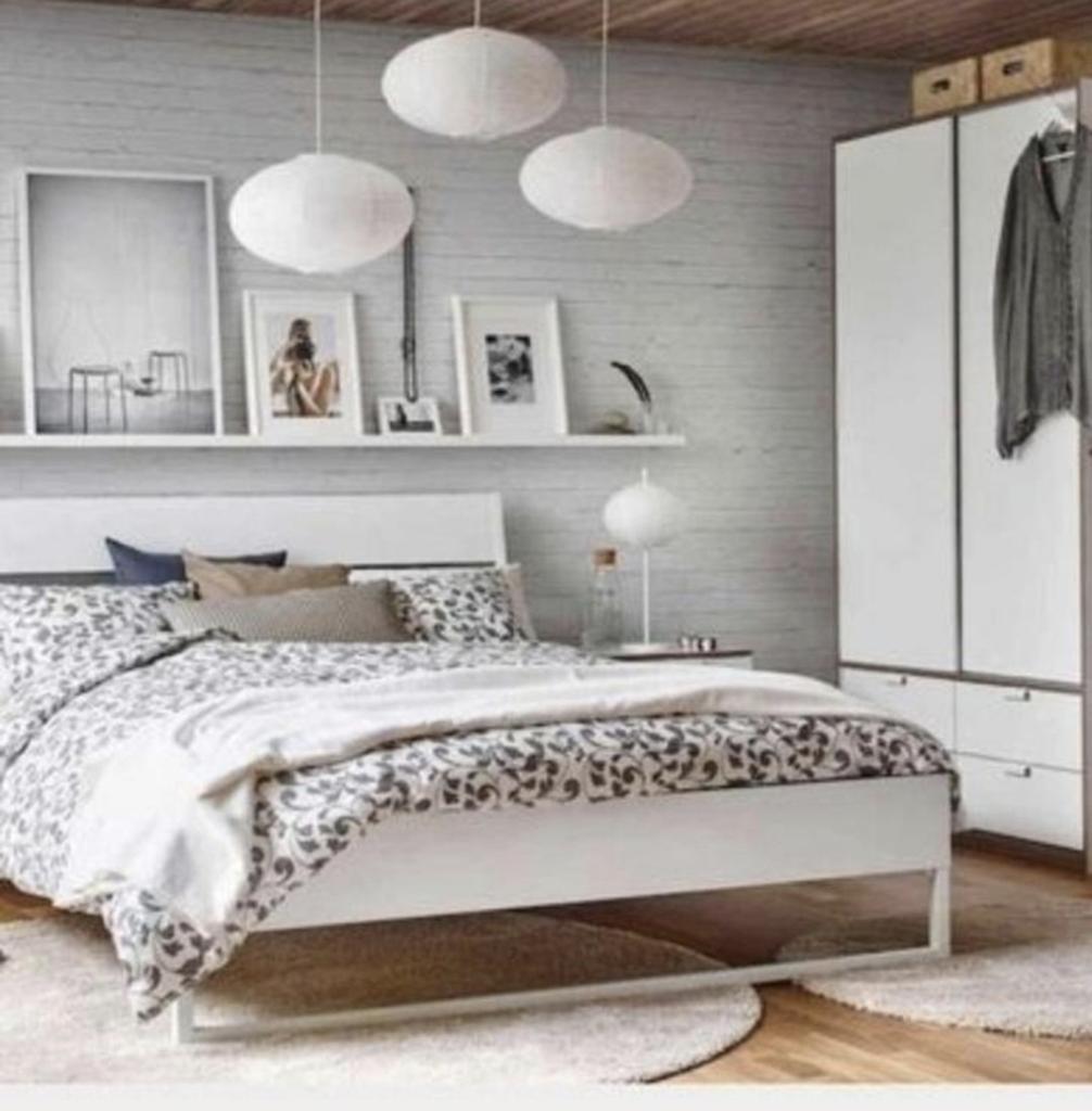 Compleet Ikea Trysil bed,lattenbodems,perfect matras 140x200, Wit, Tweepersoons, Zo goed als nieuw, 200 cm