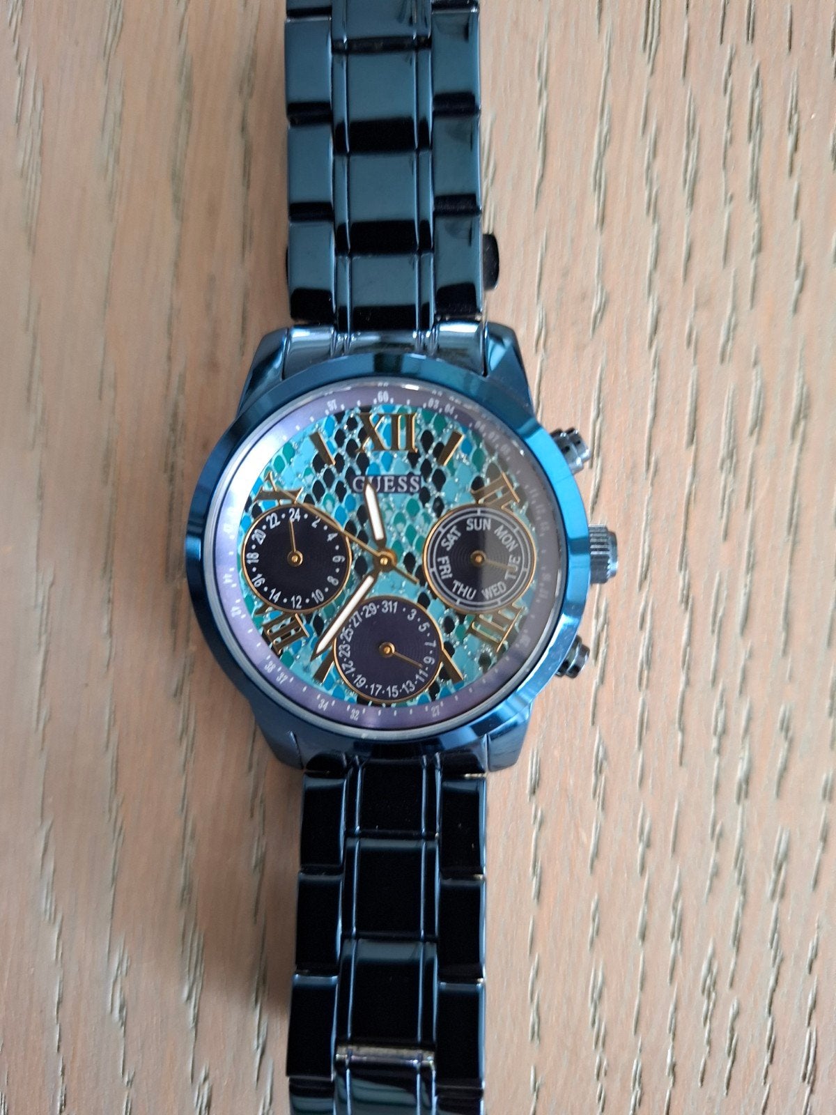 Guess dameshorloge - Zwart met unieke wijzerplaat, Staal, Staal, Guess, Polshorloge