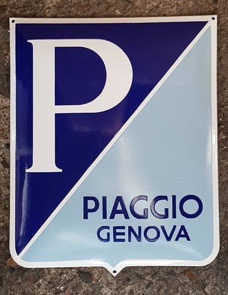 Piaggio genova emaillen reclame decoratie bord vespa, Ophalen of Verzenden, Zo goed als nieuw, Reclamebord