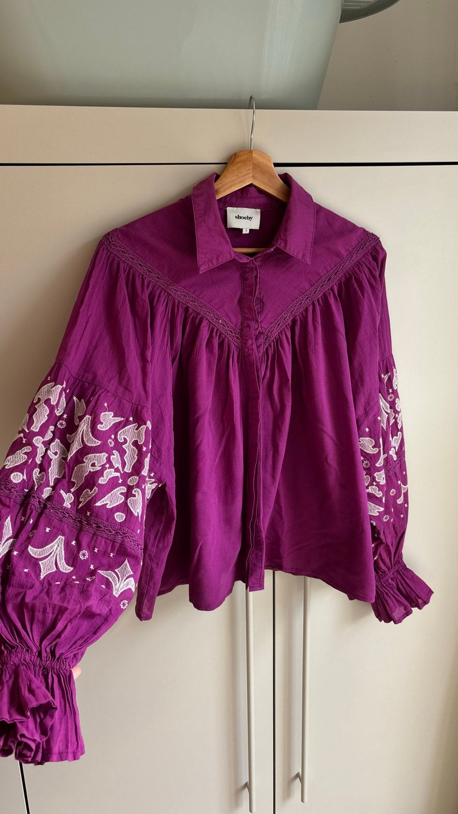 Shoeby blouse met borduursels - Maat S, Ophalen of Verzenden, Zo goed als nieuw, Maat 36 (S), Paars