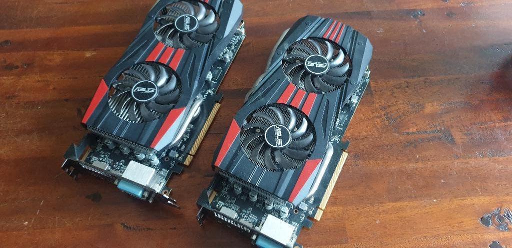 2X ASUS R9270X-DC2T-2GD5 videokaarten, Computers en Software, Videokaarten, PCI-Express 3, Gebruikt, AMD, HDMI