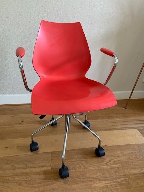 Bureaustoel Kartell De MAUI Design Vico Magistretti, Ophalen, Gebruikt, Rood