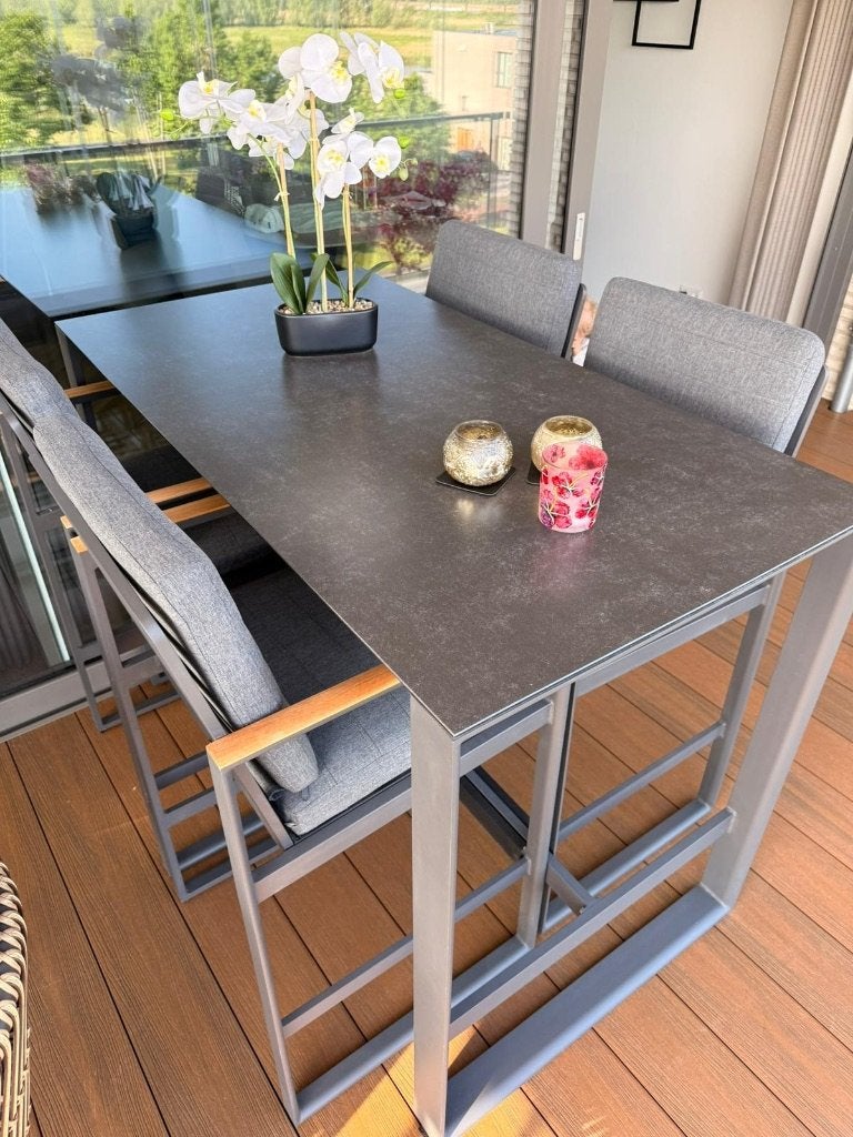 Bartafel met krukken, Ophalen, 4 zitplaatsen, Aluminium, Zo goed als nieuw