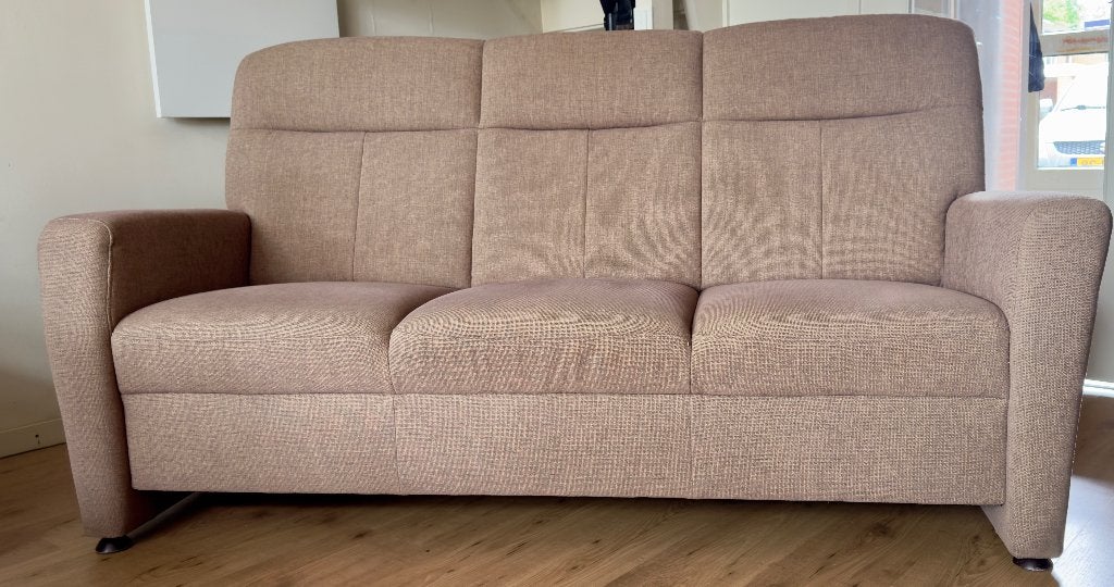 3 zitsbank creme stof 190cm x 78cm zithoogte 46cm, Huis en Inrichting, Banken | Bankstellen, Ophalen, Gebruikt, 150 tot 200 cm