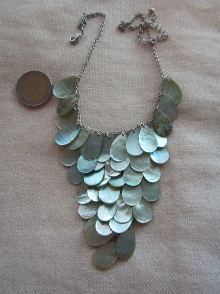 17.  Mooie oude ketting,  parelmoer,  38/44cm, Ophalen, Overige materialen, Ketting