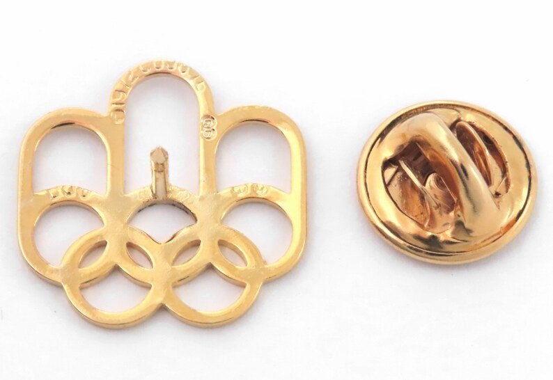 Vergulde pin/badge 1976 Olympische Spelen Montreal, Ophalen of Verzenden, Zo goed als nieuw, Overige sporten, Overige typen