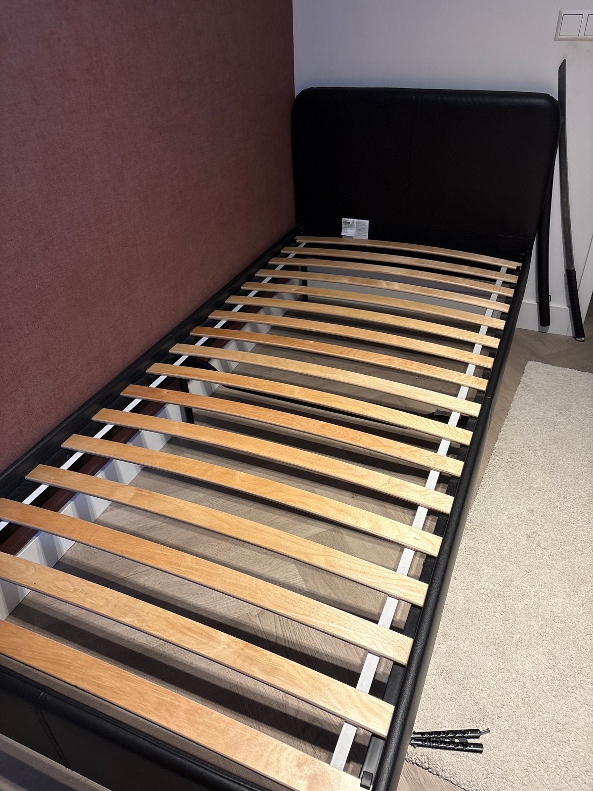 IKEA SLATTUM Eenpersoonsbed 90x200 cm Zwart, 90 cm, Eenpersoons, Zwart, Ophalen of Verzenden