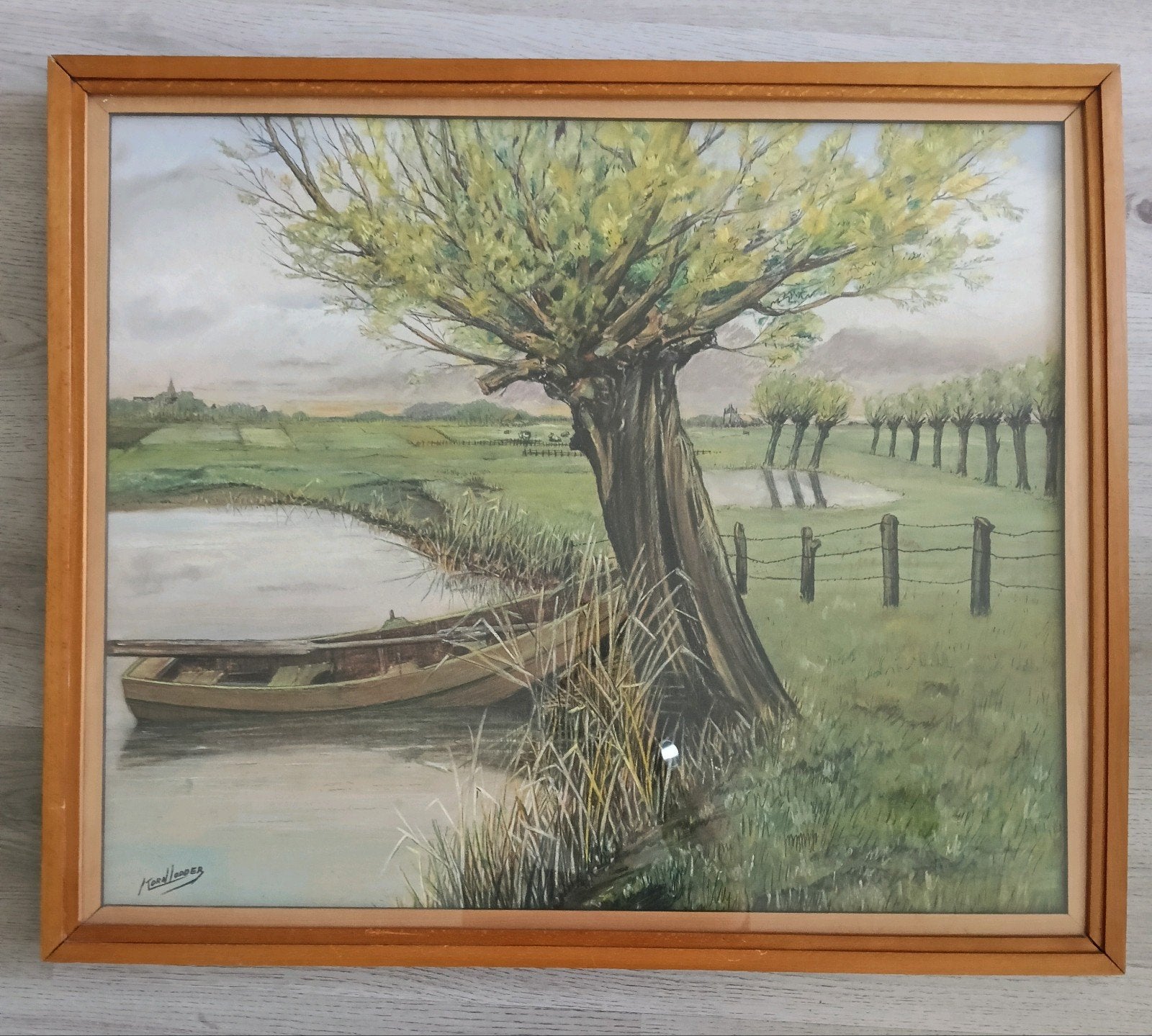 Kornelis Lodder (1882-1987) - Polderlandschap met bootje, Ophalen of Verzenden, Impressionistisch, Landschap