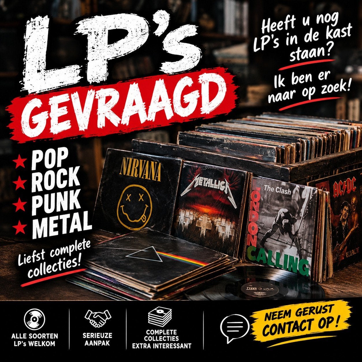 LP's Gevraagd: Pop, Rock, Punk, Metal - Complete Collecties, Complilatie, Ophalen of Verzenden, Overige genres